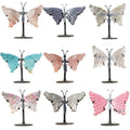 Carved Engraved Butterfly Crystal Crafts Display Healing Crystals Nature Gemstone Wing Metal Stand 11.5x13cm Home Office