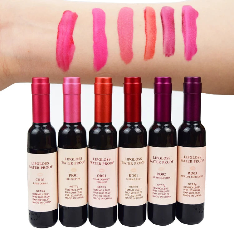 RCY01A Waterproof Wine Bottle Matte Lip Tint Cute Water Organic Korean Luxury Cosmetics Lip and Cheek Vegan Tint Bulk Lip Gloss