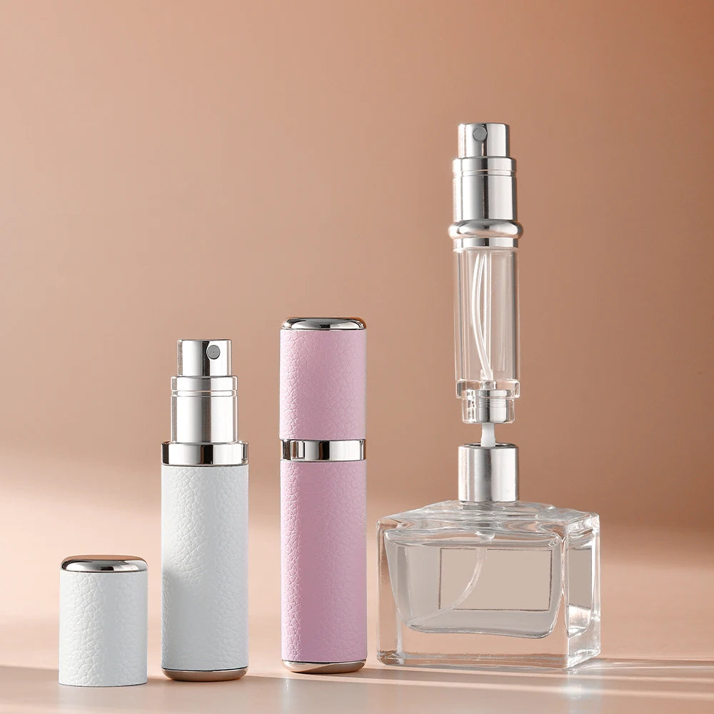 LOUISCHANZL High-End Leather Mini 5ml Metal Atomizer Travel Portable Perfume Spray Bottle Travel Mist Perfume Spray Bottle