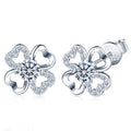 Wholesale Quality 925 Silver Women's 0.5ct Moissanite Stud Earrings Four Leaf Clover Fashion Jewelry MegaBDM