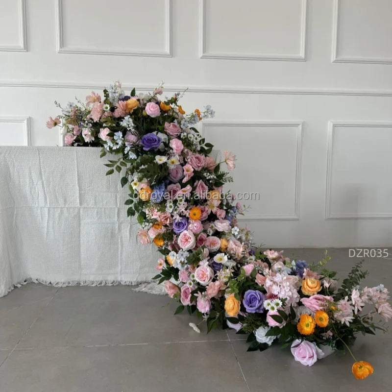 Wholesale Artificial Flower Runner Wedding Flower Table Runner Wedding White Red pink Flower Runner for Wedding Table Decoration
