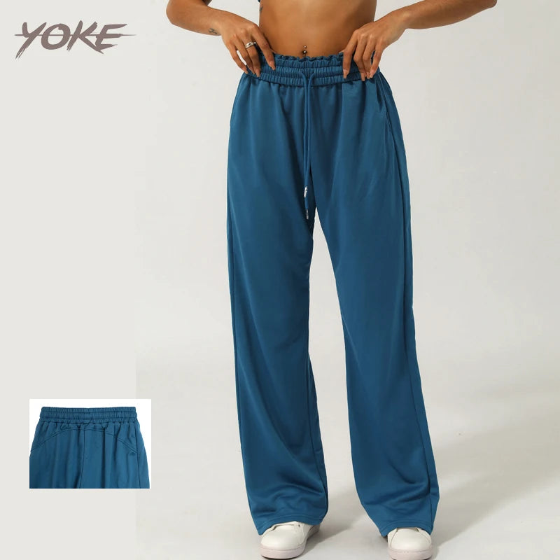 YK Women Yoga Loose Pant Gym Fitness High Waist Elastic Band Lightweight Breathable Pants for Workout Gym Wear