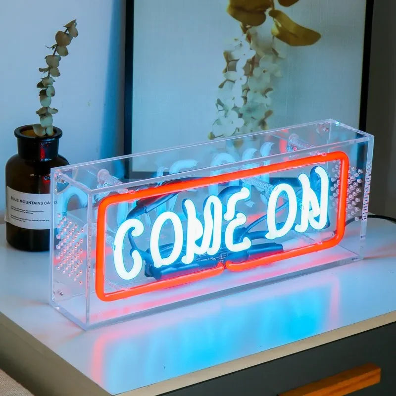 Factory Sale Custom Led Glass Neon Sign  Table Letters Acrylic Neon Box Letter