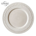 Purely Pink White Blue 13\" Charger Plate Lace Glaze Tableware Set Handmade Unique Eco-Friendly Design for Weddings Restaurants