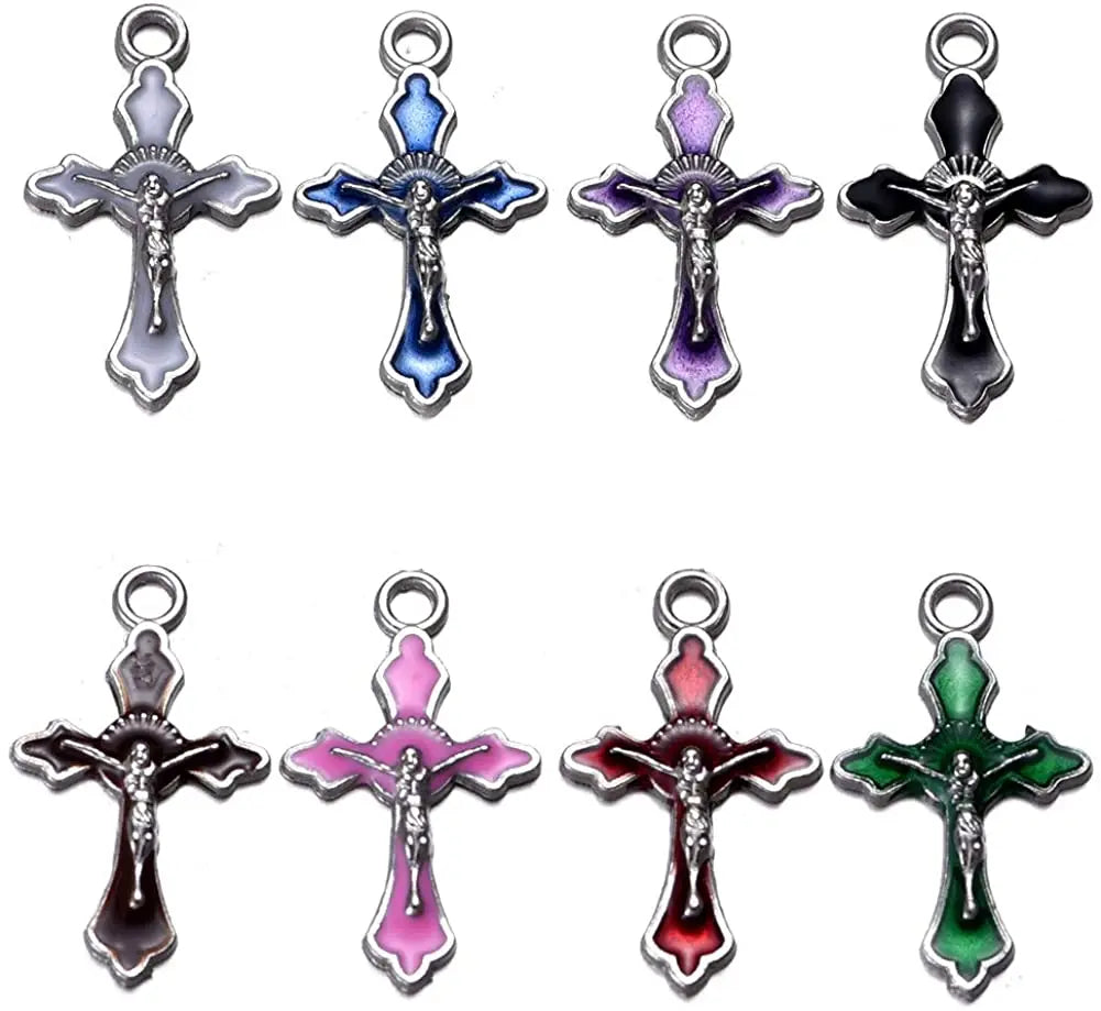 Antique Enamel Cross Charms Craft Supplies Pendants Beads Charms Pendants for Crafting Jewelry Bracelet 31mmx17mm
