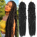 18-Inch Passion Twist Crochet Extensions Pre-Looped Braids for Black Women Natural Black Bug Color Made High Temperature Fiber