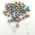 New Religion Christian Jewelry Virgin Mary Jesus Cross Pendant Long Necklace 6*8mm Faceted Glass Beads Necklace