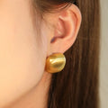 Non Tarnish Hypoallergenic Rounded Matte Brushed Square Gold Plated Earrings Waterproof Men Women Stainless Steel Stud Earrings