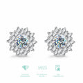 GRA 1 0.5CT Wedding Moissanite Diamond Sun Flower Stud Earrings for Women 925 Sterling Silver Certified Luxury Fine Jewelry
