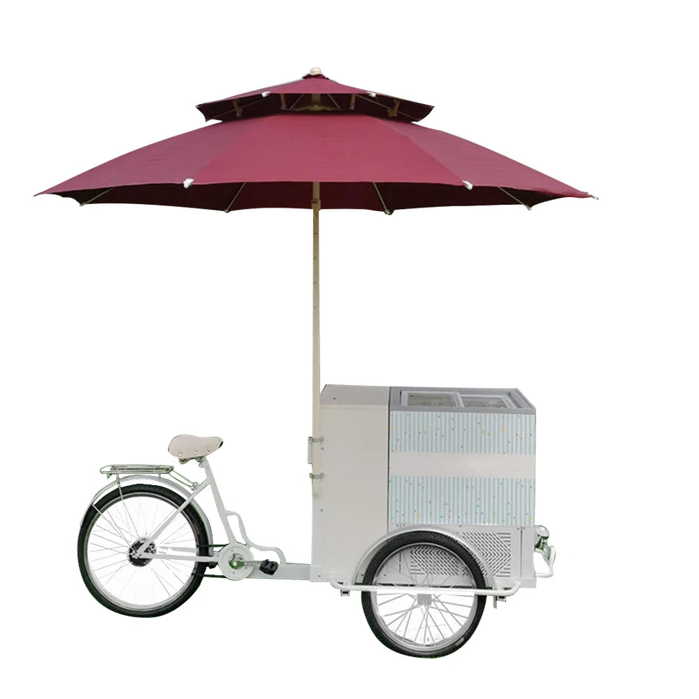 Mobile Vending Machine Hand Push Pedal Tricycle Coffee Ice Cream Delivery Car Ice Cream Truck