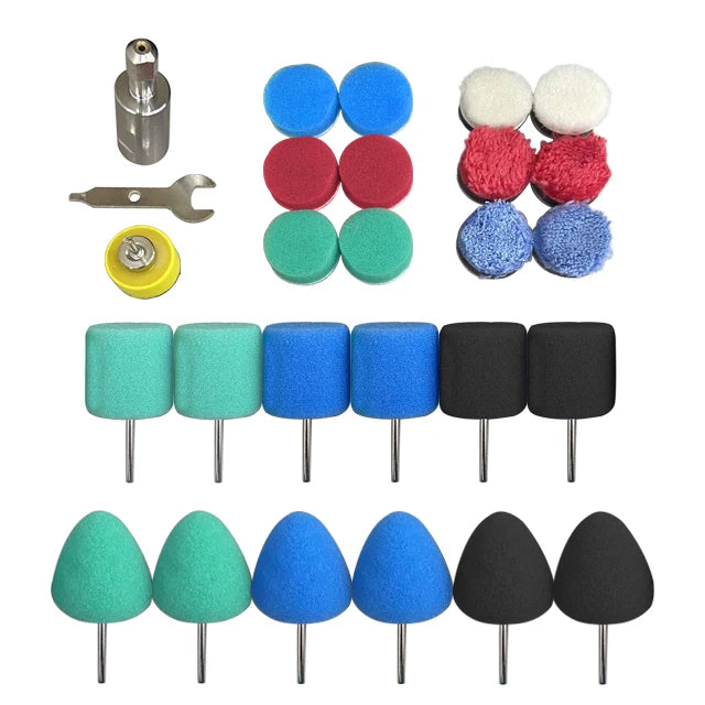 28pcs Car Care 1inch Mini Polishing Kits Car Polishing Sponge Sets Foam Pads for Automotive