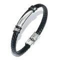 New Genuine Hand-woven  Leather Black Leather Bracelet with Stainless Steel Plate Luxury Men's Fashion  Jewelry