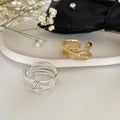 INS 18K Gold Plated Beads Cross Open Rings S925 Silver Crossed Line Thumb Rings for Women
