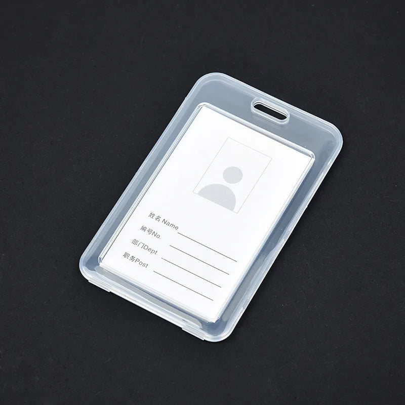 Custom logo Transparent ID Cardholder Hard Plastic Vertical Double Side ID Badge Holder