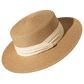 Adjustable Foldable Women's Straw Boater Hat for Summer Beach Vacations for Outdoor Parties Travel Casual Wear-Paper Material