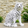 Majestic White Tiger Resin Statue with Realistic Stripes Garden Decor for Lawn Pathway Lifelike Animal Sculpture for Home Yard