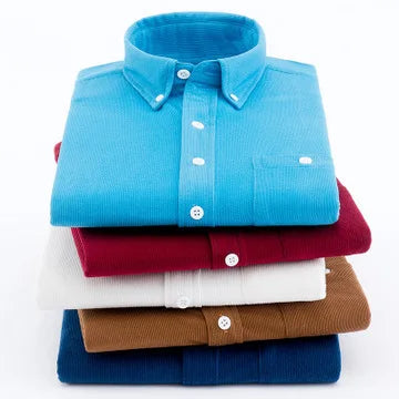 Wholesale Solid Color Business Men Shirts Dress Shirts Slim Fit Plus Size Corduroy Men Shirt