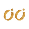 Factory Wholesale C Shape Earrings Stainless Steel Braided 18K Gold Plated Earrings