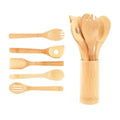 Wholesale Price Custom logo Kitchen Accessories Mixing Serving Bamboo Cooking Utensils Set With Holder