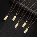 Handmade Collar Stainless Steel Link Chain Necklace 26 A-Z Letters Rectangle Pendant Necklace for Women