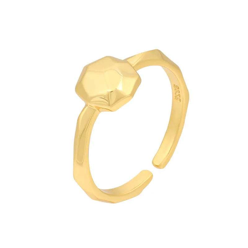 925 Silver Irregular Concave-Convex Geometric Ring for Parties and Anniversaries