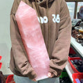 Wholesale Natural Crystal Carved Big Size Rose Quartz Wand Points Towers Energy Crystal Column  Support Customization