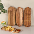 Acacia Wooden Serving Trays Set Rectangular Oval Shaped Wood Plates Cheese Bread Fruit Vegetable Dip Sushi  Charcuterie Boards