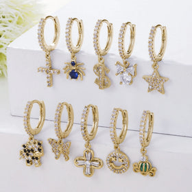 Fashion Jewelry Creative Animal Pendant Earrings Zircon 18K Gold Plated Eco-friendly Brass Drop Earring for Women