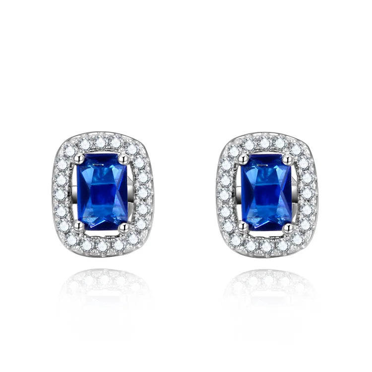 POLIVA Luxury 925 Sterling Silver Rectangle Earrings for Office Women Geometric Design Gold Plating Emerald Cut for Anniversary