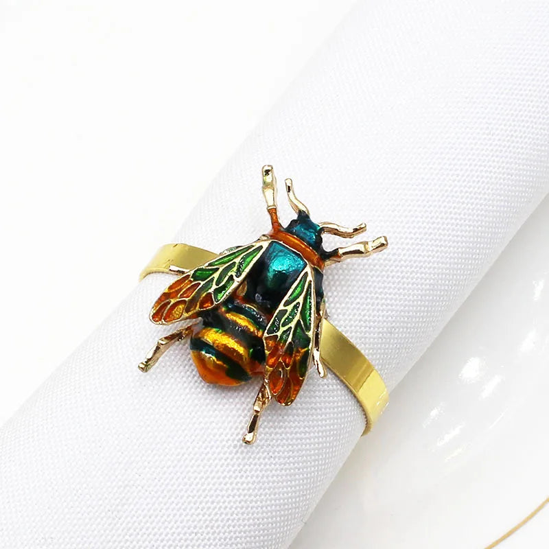 Wholesale Table Accessories Insect Napkin Holder Bee Napkin Rings for Wedding Serviette Decoration