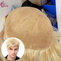 FH Ready Stock European Full Lace  Men Toupee #613 Blonde Human Hair Topper for Man Breathable Lace Free Parting