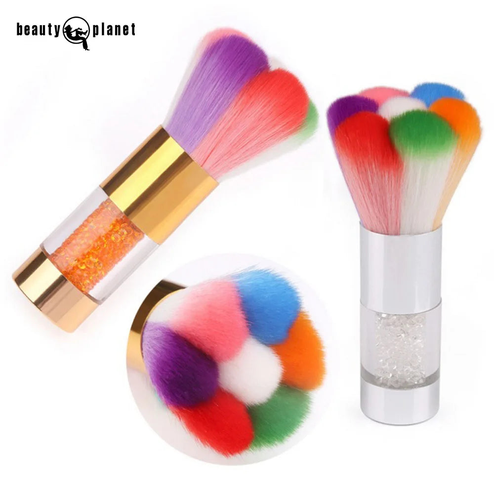 Beauty Planet Custom Rainbow Nail Brush Powder Nail Dust Cleaning Brush for Acrylic Synthetic Hair Nail Art Brush Professional