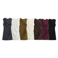 ZATRHMBM Women's 2024 New Fashion Pleated Decoration Mini Dress Retro Round Neck Sleeveless Female Casual Dress
