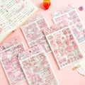 New Student Cartoon Frosted Glitter Sticker Translucent PET unicorn Cherry Blossom Sakura Decoration DIY Stickers Set 4 Sheets