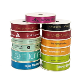Custom Printed 100% Polyester Satin Ribbon with Orange Ribbon Logo Gold Foil Printed Single Face for Gift Wrapping