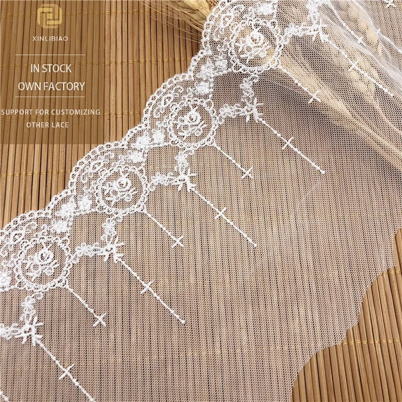 Lolita Lace Bordered Water-Soluble Lace Mesh 2-Ply Polyester Thread Lace Embroidery Circle Cross Pattern Fashion Accessory