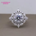 Cadermay Luxury Moissanite Silver 925 Ring 3ct D VVS1 Round  Diamond Moissanite Ring Women Engagement Anniversary Ring