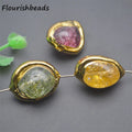 DIY  Fashion Woman Jewelry Bracelet Necklace Making 18K Gold Plated Irregular Oval Round Shape Colorful Stone Beads