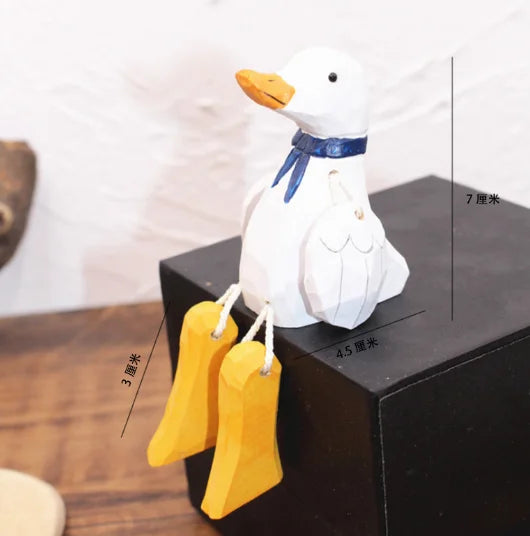 Hand-carved Log Hanging Duck Ornaments Note Clip Creative Home Accessories Living Room Carving Decorations