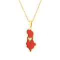 BINSHUO Wholesale Custom Stainless Steel Jewelry Drop Oil Albania Nation Map Flag Charm Men Pendant Couples Necklace for Women