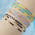 Go2boho 3-Layer Seed Bead Bracelet Set for Women Classic Gold Accents Adjustable Friendship Bracelets for Summer Accessories