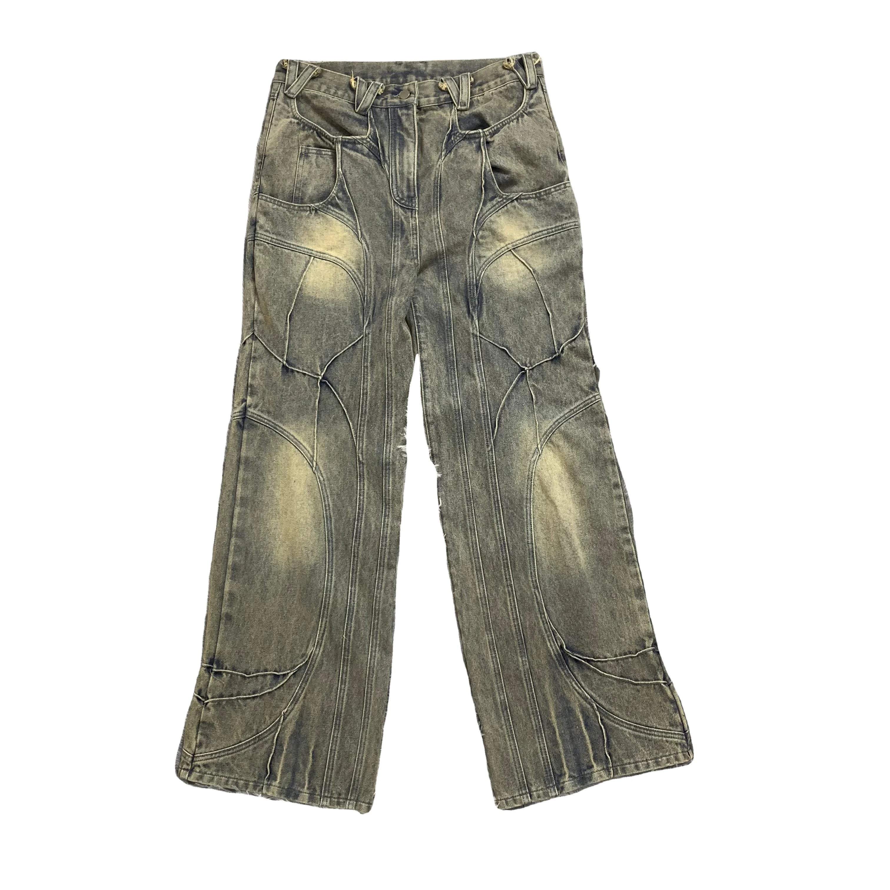DENIMGUYS Custom Y2K Men's Washed Jeans Gothic Street Wear Baggy Loose Retro Denim Jeans Pants Men