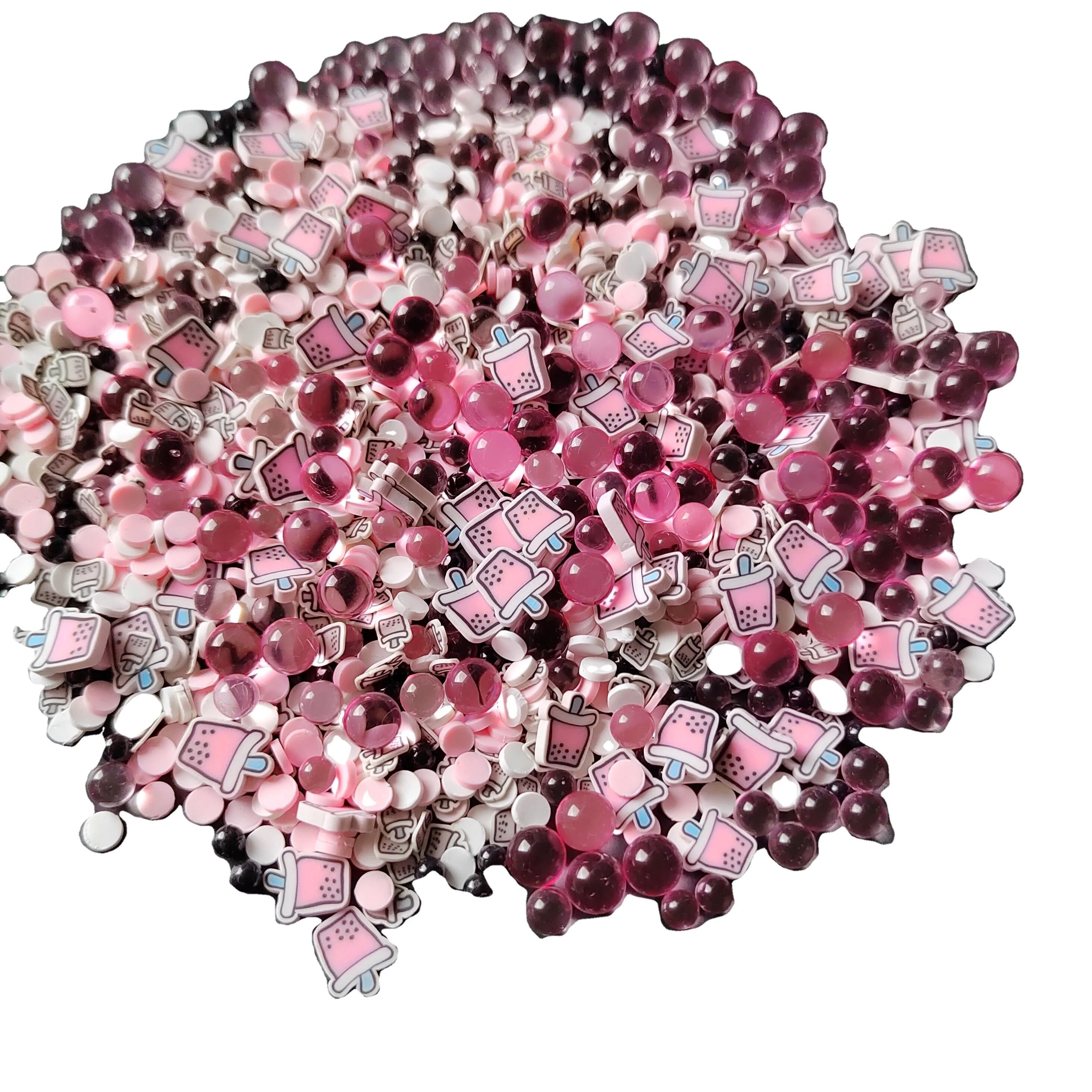 500g/Lot Polymer Boba Drink Milk Tea Coffee Mug Plearl Beads Clay Sprinkles Lovely Confetti for Crafts Making DIY Scrapbook