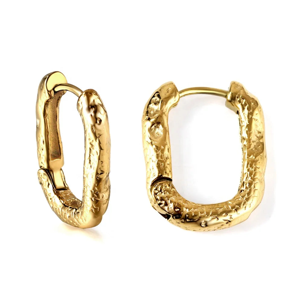 European Trend Stainless Steel Chunky Hoop Earrings Jewelry for Women 2023 Plated 18k Gold Huggie Hoop Earrings Hypoallergenic
