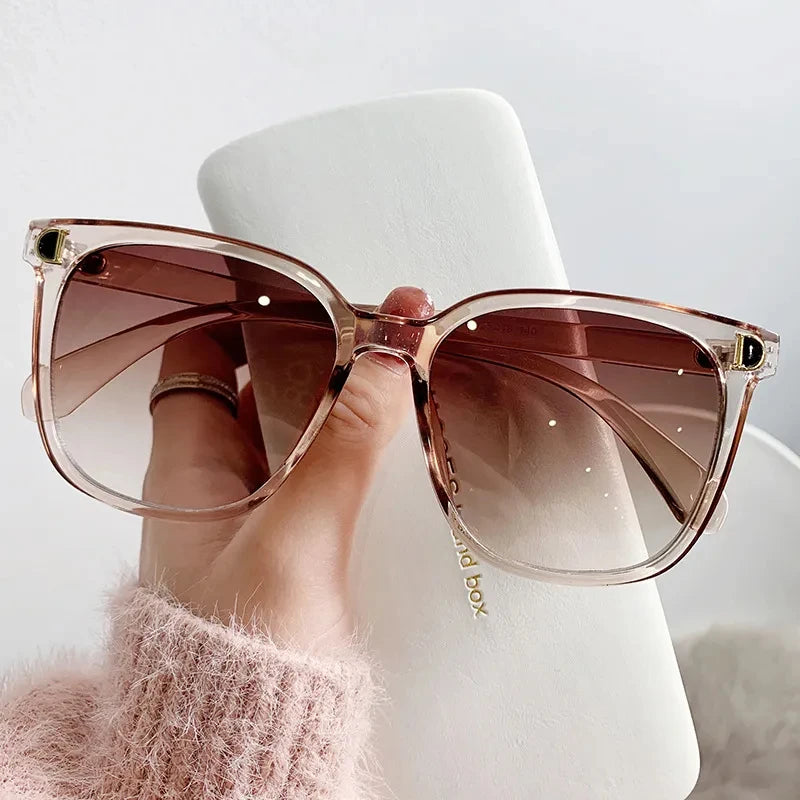 2025 Fashion Oversized Sunglasses Woman Brand Designer Vintage Square Sun Glasses Female Big Frame Gradient Shades Oculos De Sol