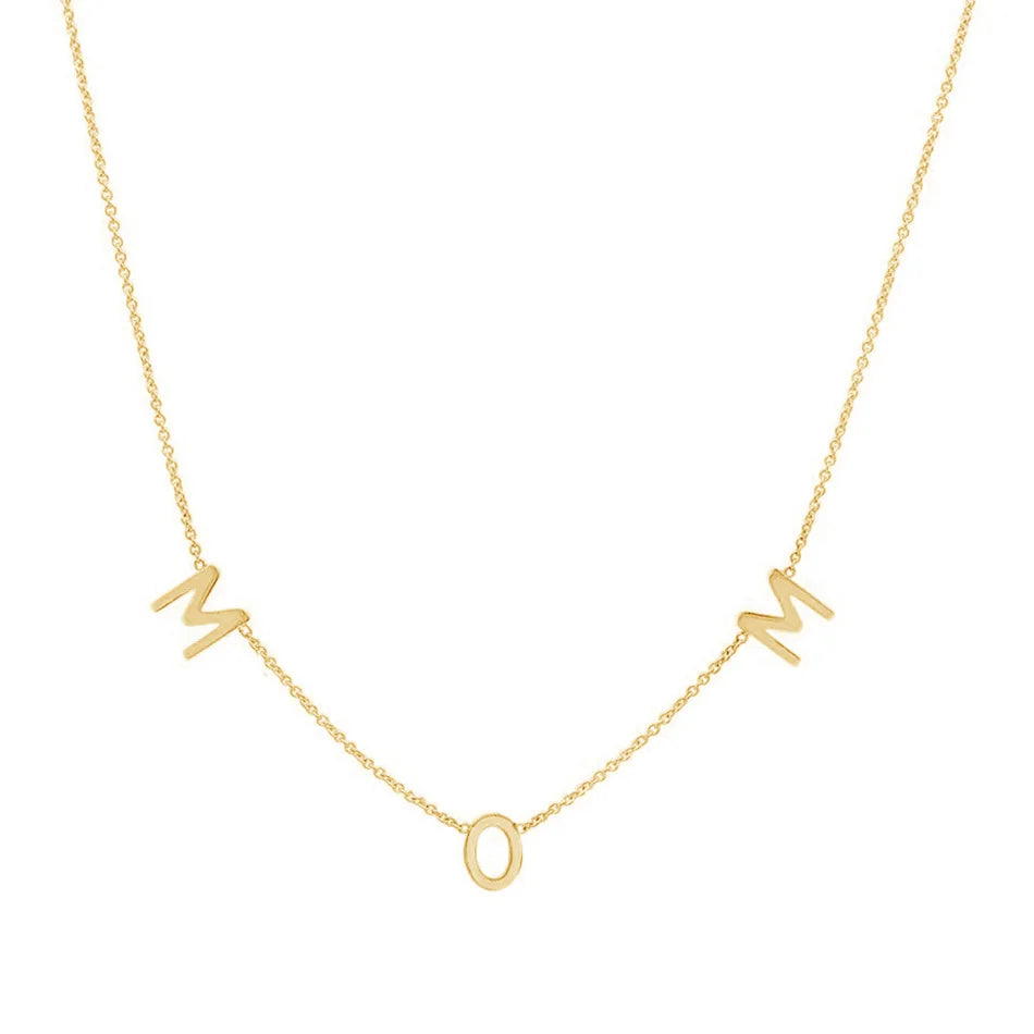 Dainty 925 Sterling Silver Letter Mama Necklace Mom Name Choker 18k Gold Plated Jewelry for Mothers Day Gift
