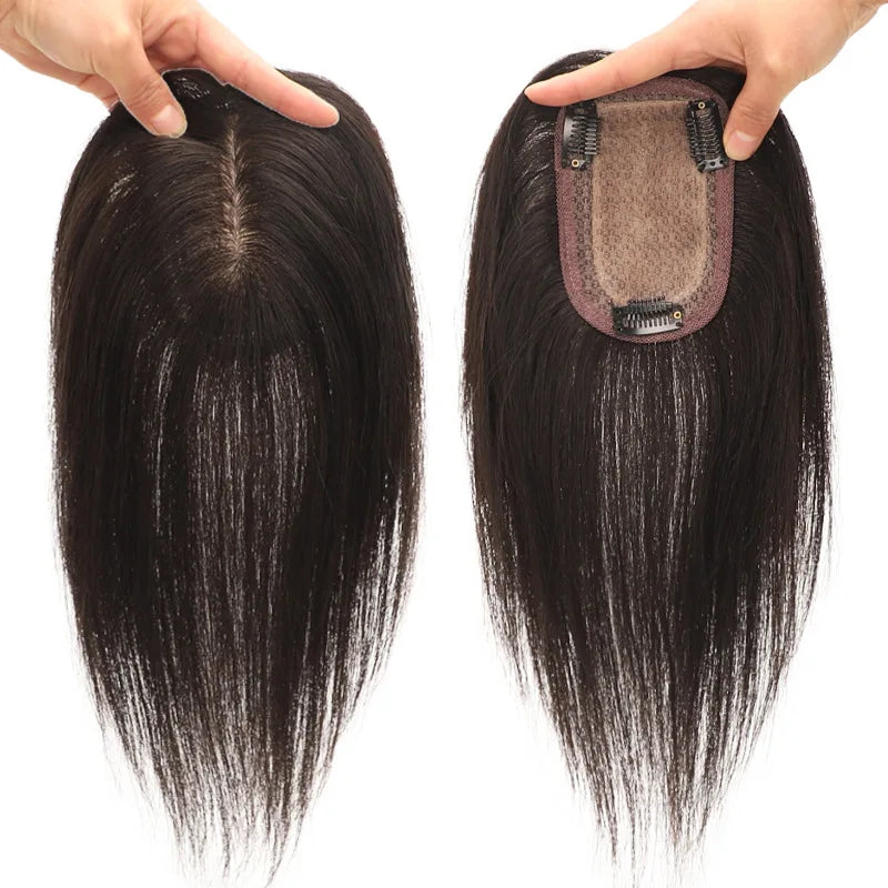 LONGFOR Wholesale Popular Real Hair Top Light Cover White Hair Woman Replacement Topper