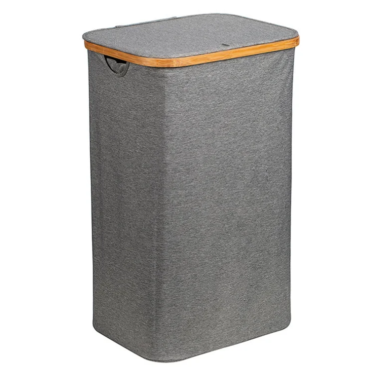 Eco-Friendly Bamboo Laundry Basket with Lid Foldable Wicker Hamper for Easy Storage Handles Included
