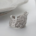 ICEBELA Simple Style Ring Unisex Adjustable Ring 925 Sterling Silver Irregularly Corroded Texture Index Ring