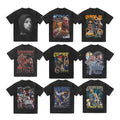 Hot Sale Hip Hop t Shirt 50/50 Polyester Cotton Heavyweight 300 Gsm Custom Graphic Washed Plus Size Men's T-shirts